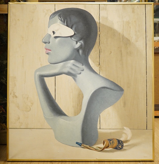 David Shaw (1952-1989), Still life, Study of a masked bust, signed, oil on canvas, 65 x 60cm